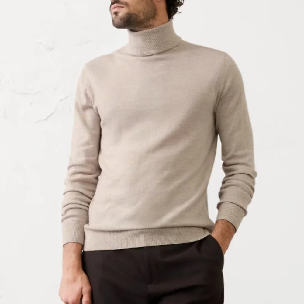 Banana Republic Merino Wool Turtleneck Sweater, Oatmeal Heather, Medium, EUC‎